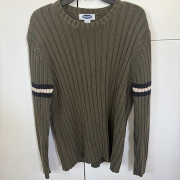 Old Navy Mens Sweater Green with Sleeve Stripe Size XL - Picture 1 of 3